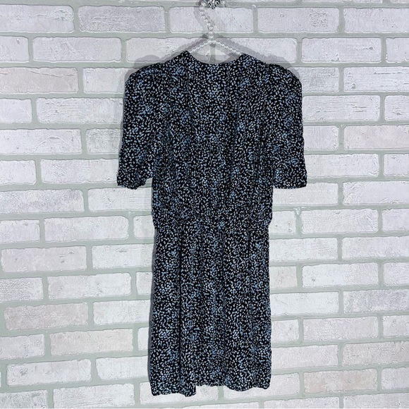 The Kooples Short Sleeve Wrap Patterned Mini Wrap Dress in Blue and Black Size 0 - Picture 12 of 12